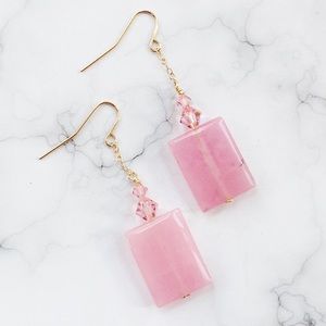 Handmade Pink Quartz Earrings